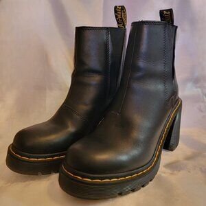 Dr. Martens Spence Leather Flared Heel Chelsea Boots Black